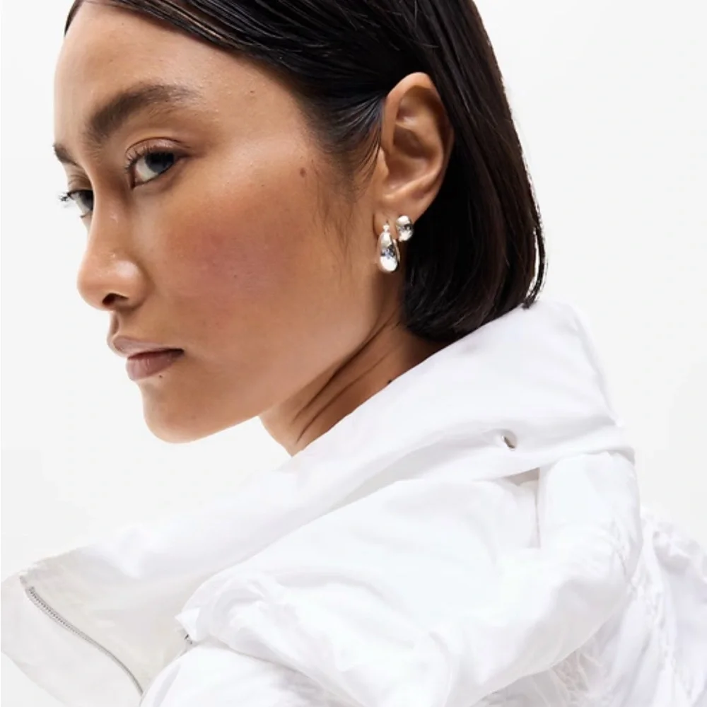 Athleta JetSet Bomber Jacket Windbreaker Athleisure M White - Picture 4 of 7